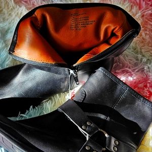 NEW black leather, House of Harlow, ankle boots. Sz 11. Ankle detail. Round tie